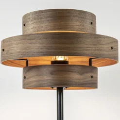 Straluma Mat zwarte tafellamp met walnoot houten kap><noscript><img width=