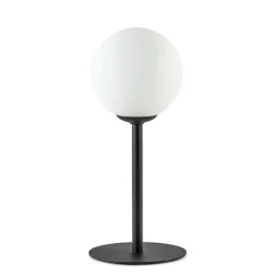 Straluma Mat zwarte tafellamp met witte glazen bol> Tafellampen|Industriële Verlichting