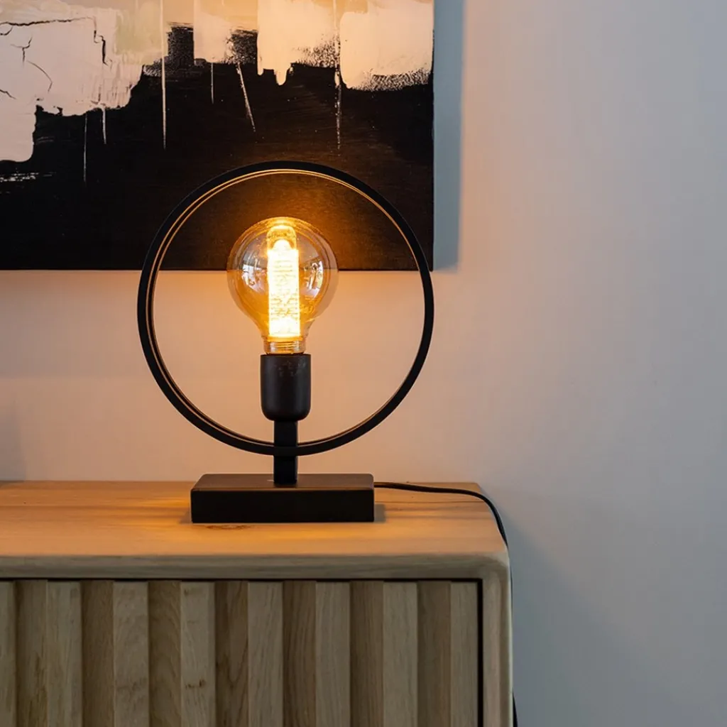 Straluma Mat zwarte tafellamp Rudra L&L> Light and Living|Woonkamerlampen