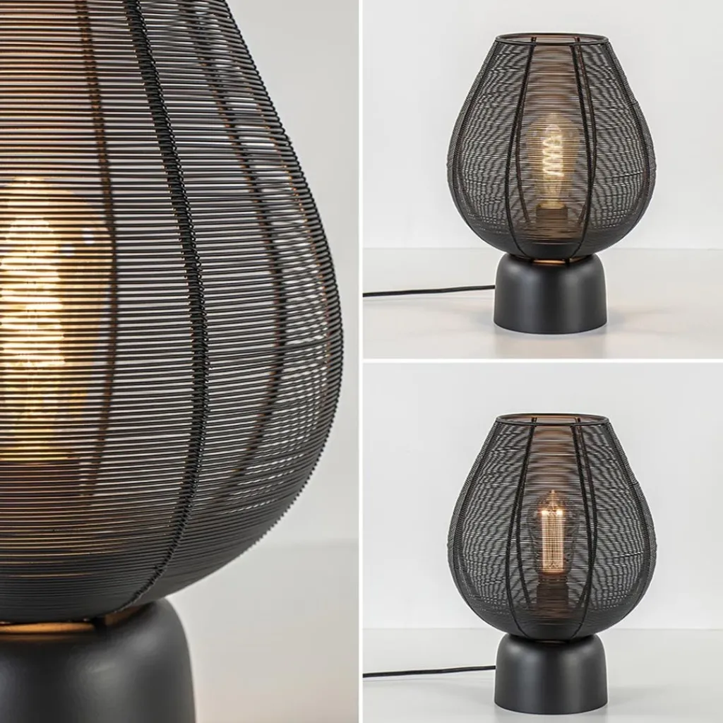 Straluma Mat zwarte tafellamp Suneko Light and Living> Tafellampen|Draadlampen