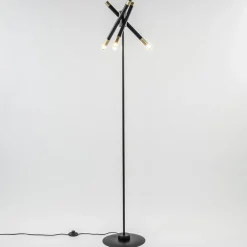 Straluma Mat zwarte vloerlamp G9 met gouden accenten> Vloerlampen|Landelijke Verlichting