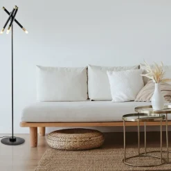 Straluma Mat zwarte vloerlamp G9 met gouden accenten><noscript><img width=