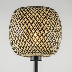 Straluma Mat zwarte vloerlamp met bamboe kap><noscript><img width=