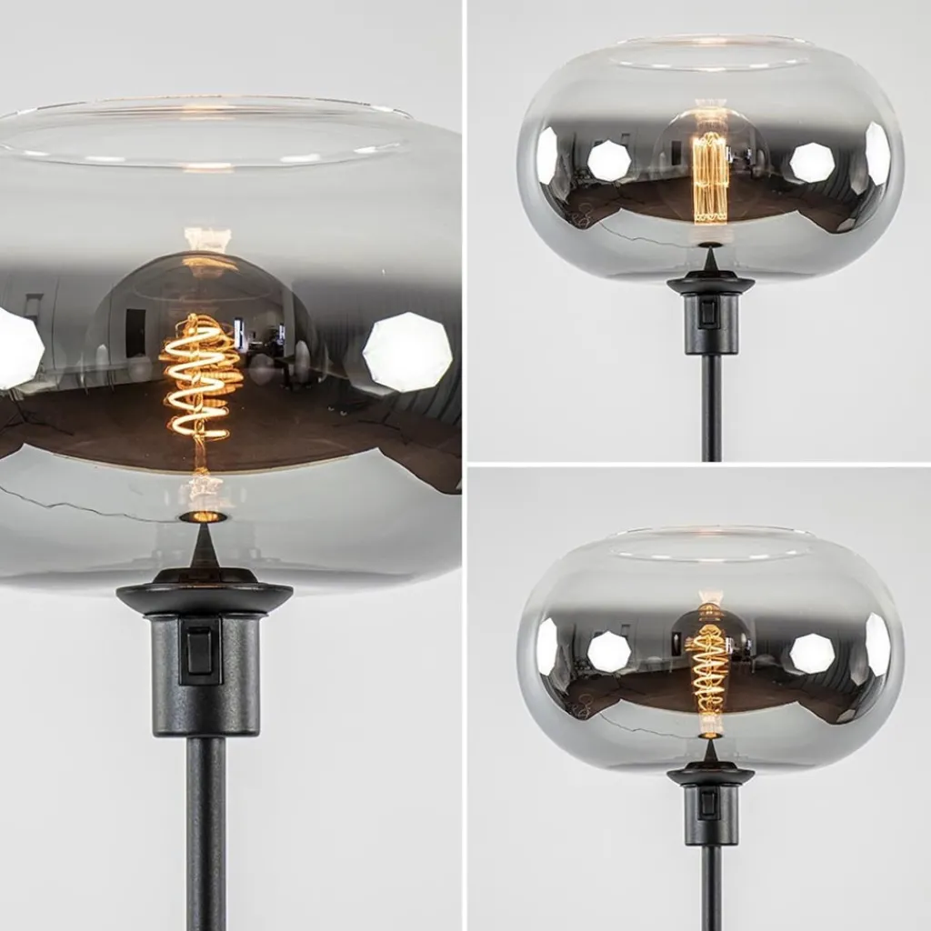 Straluma Mat zwarte vloerlamp met smoke glas gradient> Vloerlampen|Luxe Verlichting