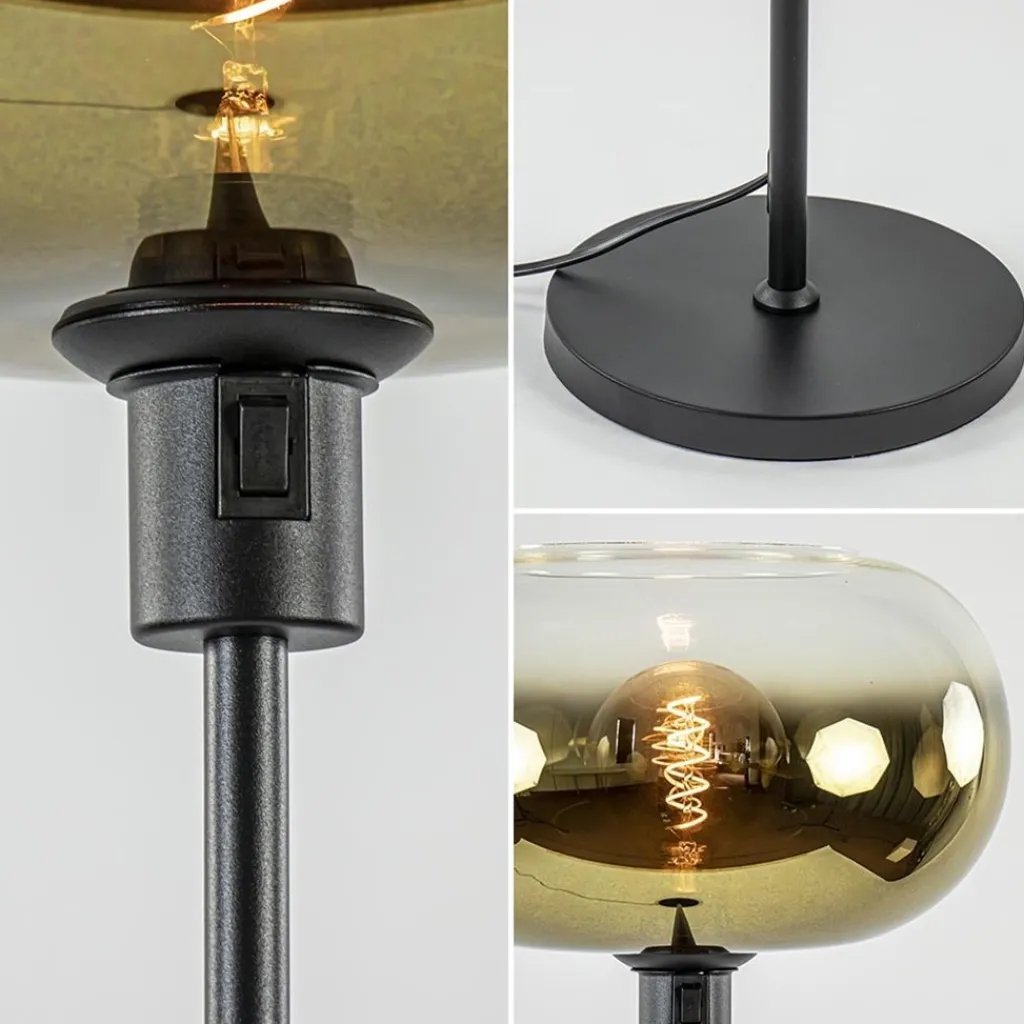 Straluma Mat zwarte vloerlamp met glazen kap helder/goud> Vloerlampen|Luxe Verlichting