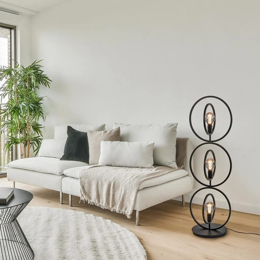 Straluma Mat zwarte vloerlamp rings> Vloerlampen|Industriële Verlichting