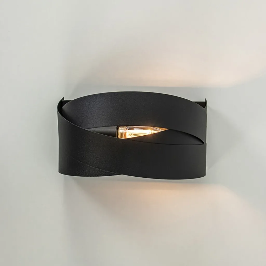 Straluma Mat zwarte wandlamp half rond E14> Wandlampen|Industriële Verlichting