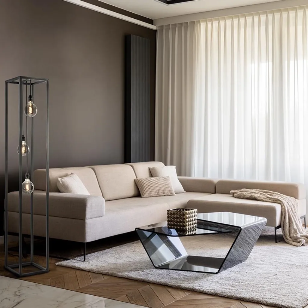 Straluma Metalen design vloerlamp zwart frame rechthoek> Vloerlampen|Design Verlichting