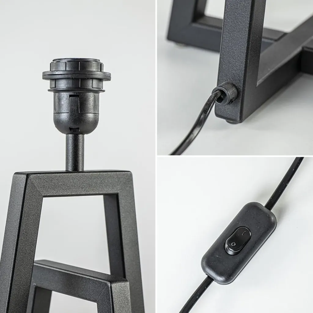 Straluma Metalen lampvoet mat zwart exclusief kap> Tafellampen|Lampenvoeten