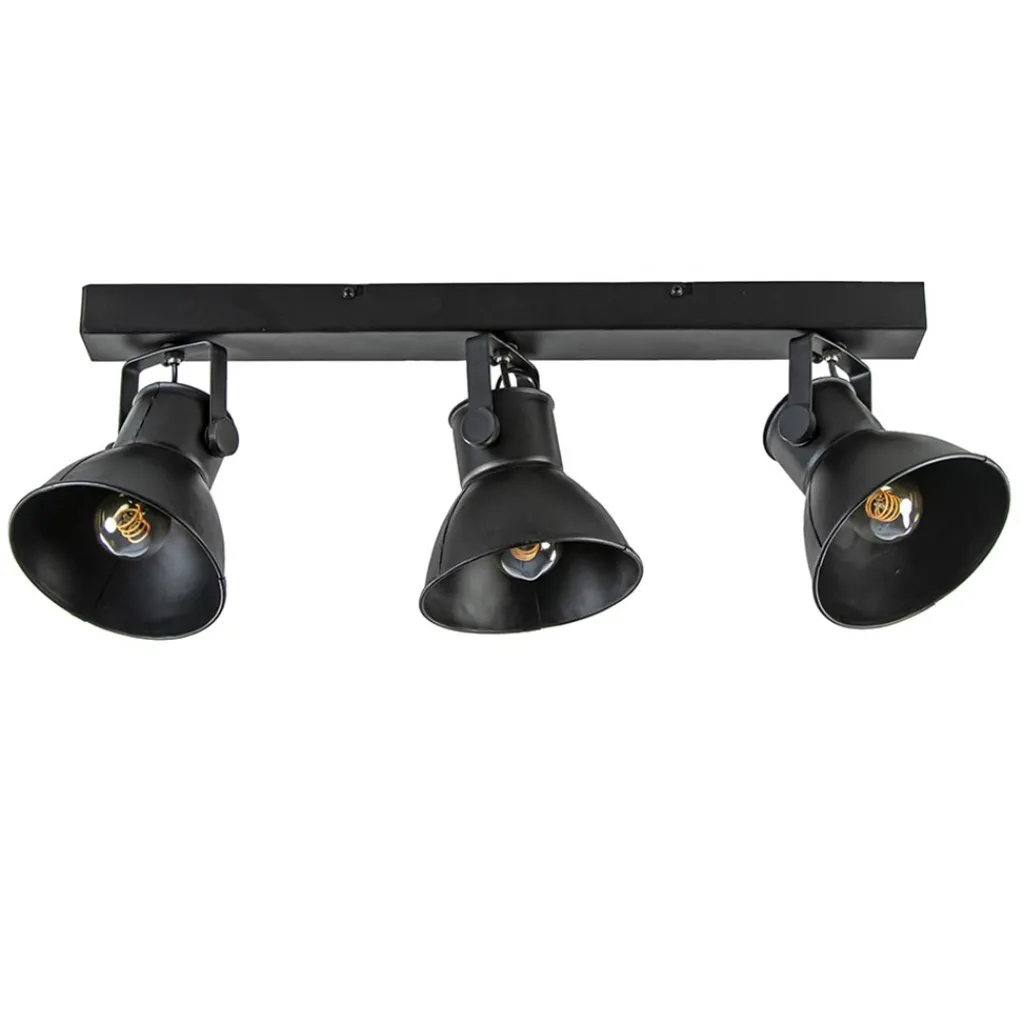 Straluma Metalen 3-lichts plafondlamp ELiano mat zwart> Light and Living|Keukenverlichting