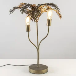 Straluma Metalen tafellamp Palm antiek brons Light and Living> Tafellampen|Light and Living