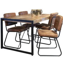 Straluma Micro lederen eetkamerstoel camel met zwart frame><noscript><img width=