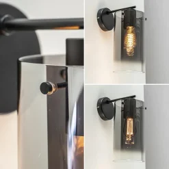 Straluma Modern klassieke wandlamp cilinder met smoke glas><noscript><img width=