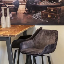 Straluma Moderne barkruk met draaibare zitting velvet antraciet><noscript><img width=