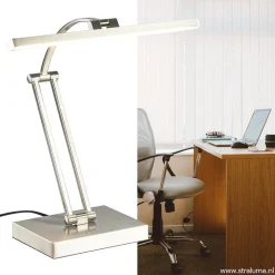 Straluma Moderne bureaulamp nikkel met geïntegreerd LED><noscript><img width=