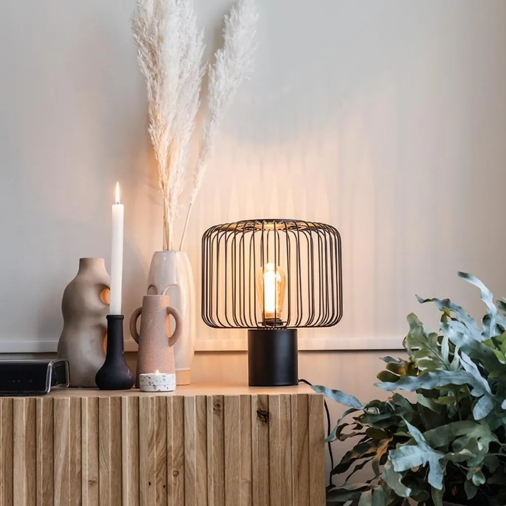 Straluma Moderne draad tafellamp mat zwart> Tafellampen|Draadlampen