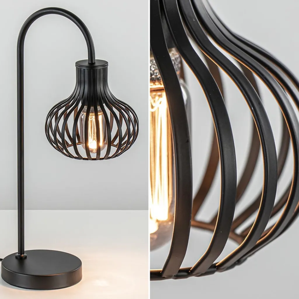 Straluma Moderne draad tafellamp onion mat zwart> Draadlampen|Woonkamerlampen