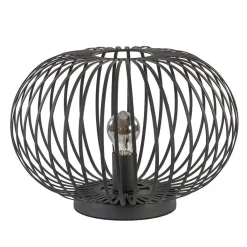 Straluma Moderne draad tafellamp rond mat zwart> Tafellampen|Draadlampen