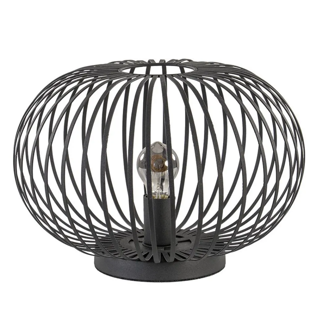 Straluma Moderne draad tafellamp rond mat zwart> Tafellampen|Draadlampen