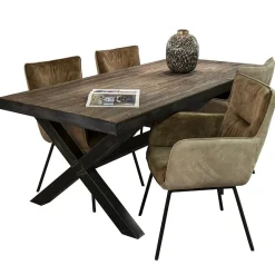 Straluma Moderne eetkamerstoel leder met stoffen zitting><noscript><img width=