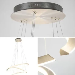 Straluma Moderne hanglamp rond met LED ringen nikkel><noscript><img width=