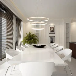 Straluma Moderne hanglamp rond met LED ringen nikkel><noscript><img width=