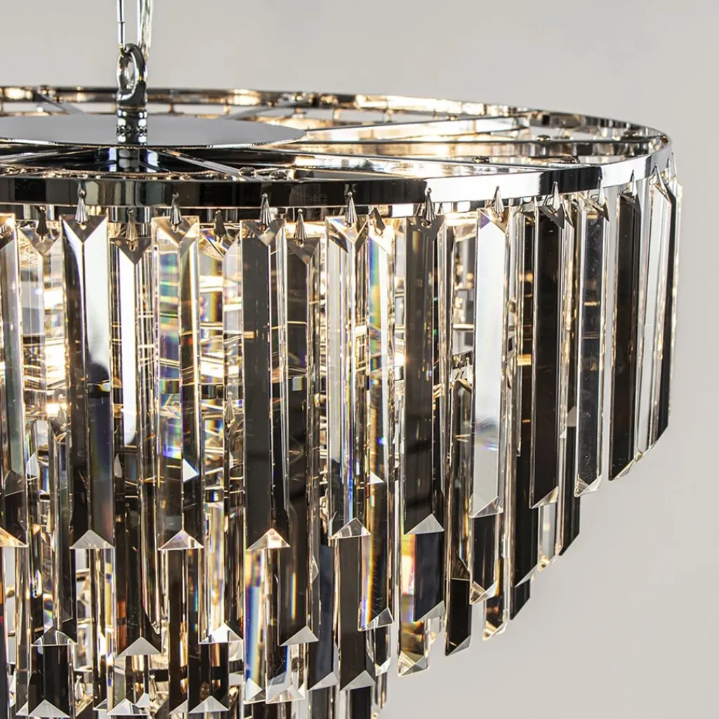 Straluma Moderne kroonluchter chroom met helder en smoke glas> Hanglampen|Kroonluchters