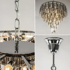 Straluma Moderne kroonluchter chroom met helder en smoke glas><noscript><img width=