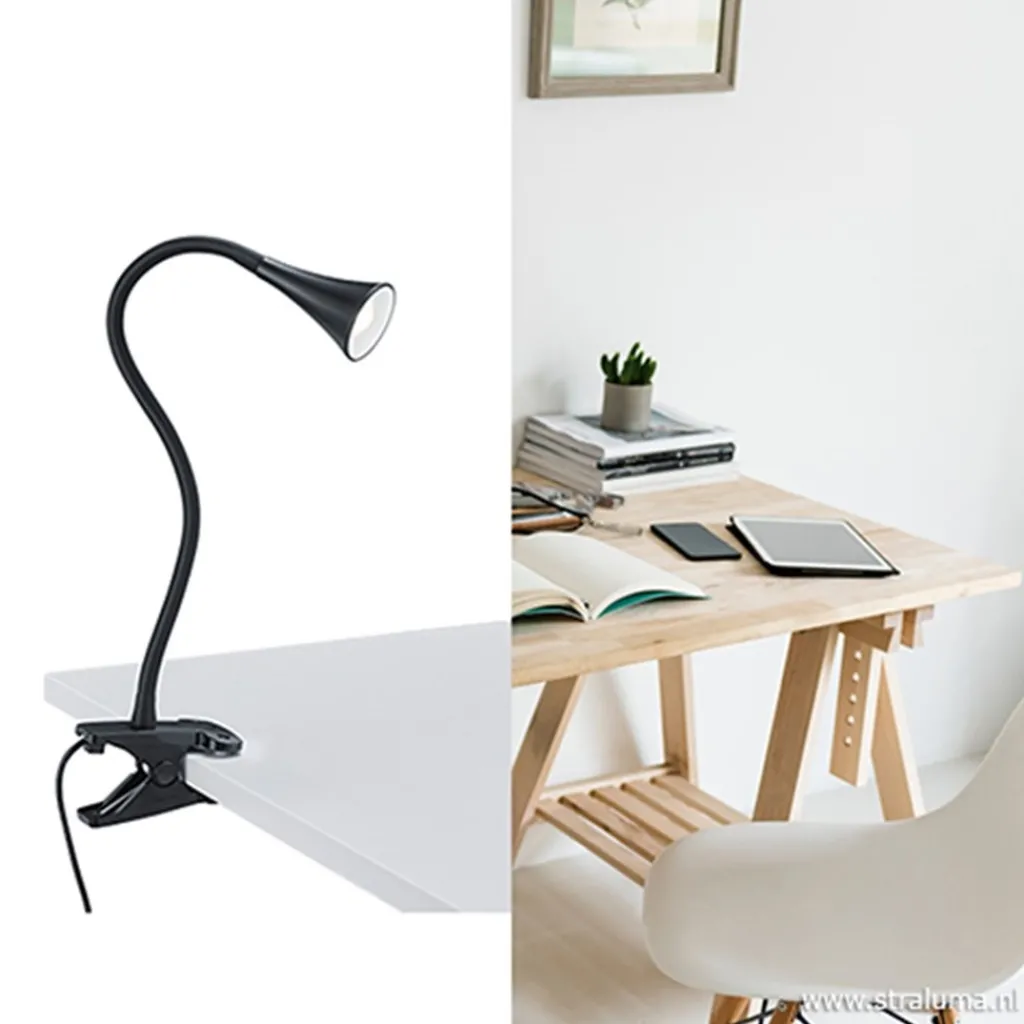 Straluma Moderne LED klemspot leeslamp zwart> Bedlampjes|Klemlampen