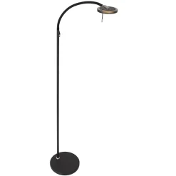 Straluma Moderne LED leeslamp zwart met smoke glas dimbaar> Vloerlampen|Leeslampen