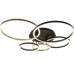 Straluma Moderne LED plafondlamp ringen zwart/goud dimbaar> Plafondlampen|LED Plafondlampen