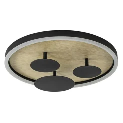 Straluma Moderne LED plafondlamp zwart met houtlook 40 cm dimbaar> Plafondlampen|LED Plafondlampen