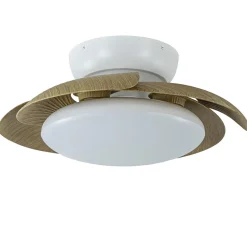 Straluma Moderne LED plafondventilator wit met houten bladen> Plafondlampen|Plafondventilatoren met lamp
