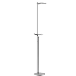 Straluma Moderne LED uplighter staal met helder glas en leesarm> Vloerlampen|Leeslampen