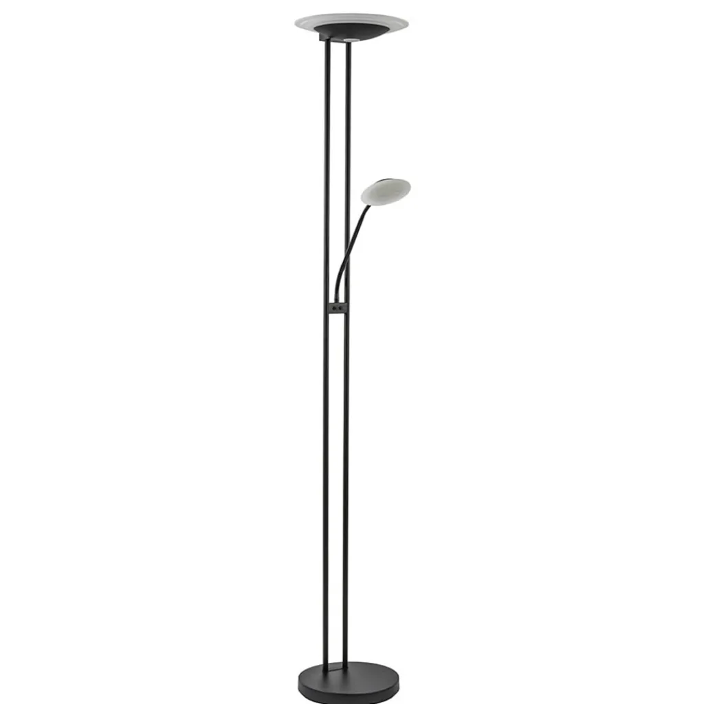 Straluma Moderne LED vloerlamp met uplighter en leeslamp mat zwart> Vloerlampen|Leeslampen