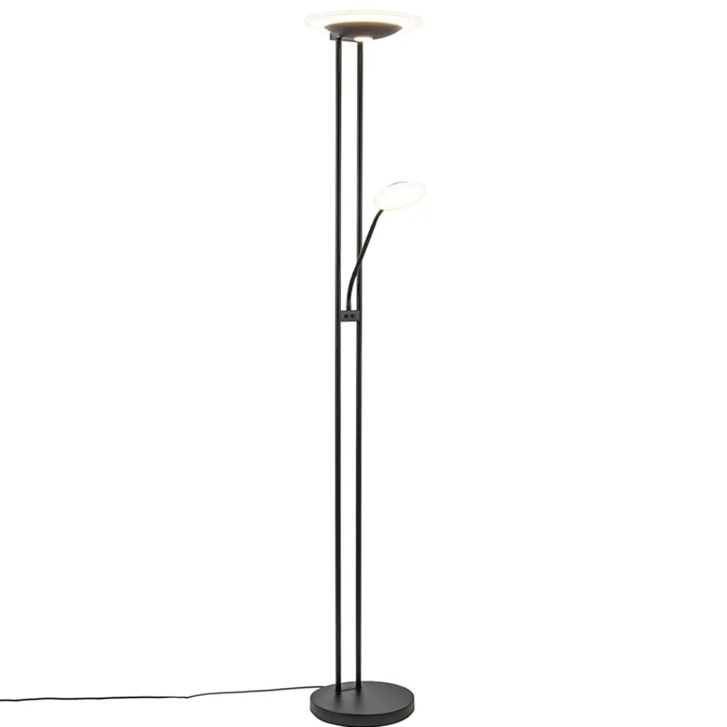 Straluma Moderne LED vloerlamp met uplighter en leeslamp mat zwart> Vloerlampen|Leeslampen
