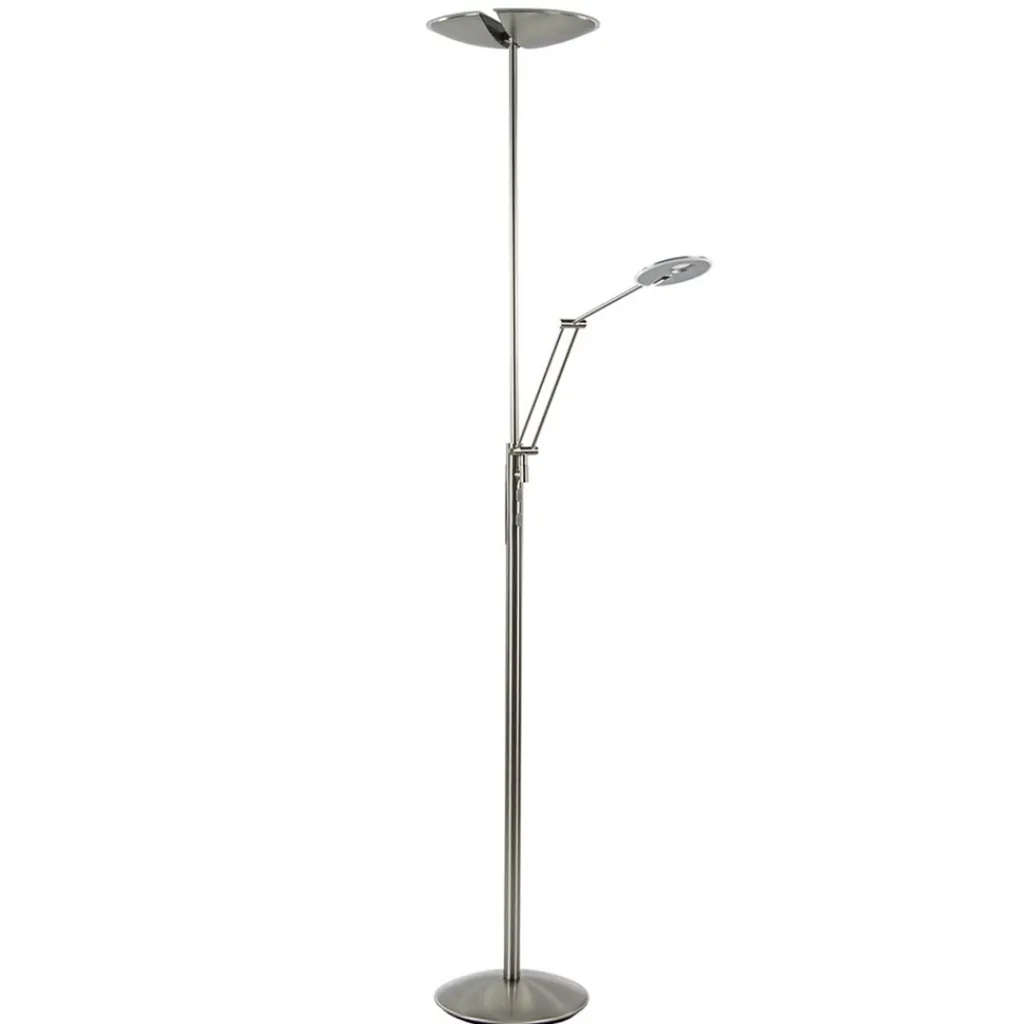 Straluma Moderne LED vloerlamp nikkel met uplighter en leeslamp> Vloerlampen|Leeslampen
