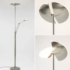 Straluma Moderne LED vloerlamp nikkel met uplighter en leeslamp> Vloerlampen|Leeslampen
