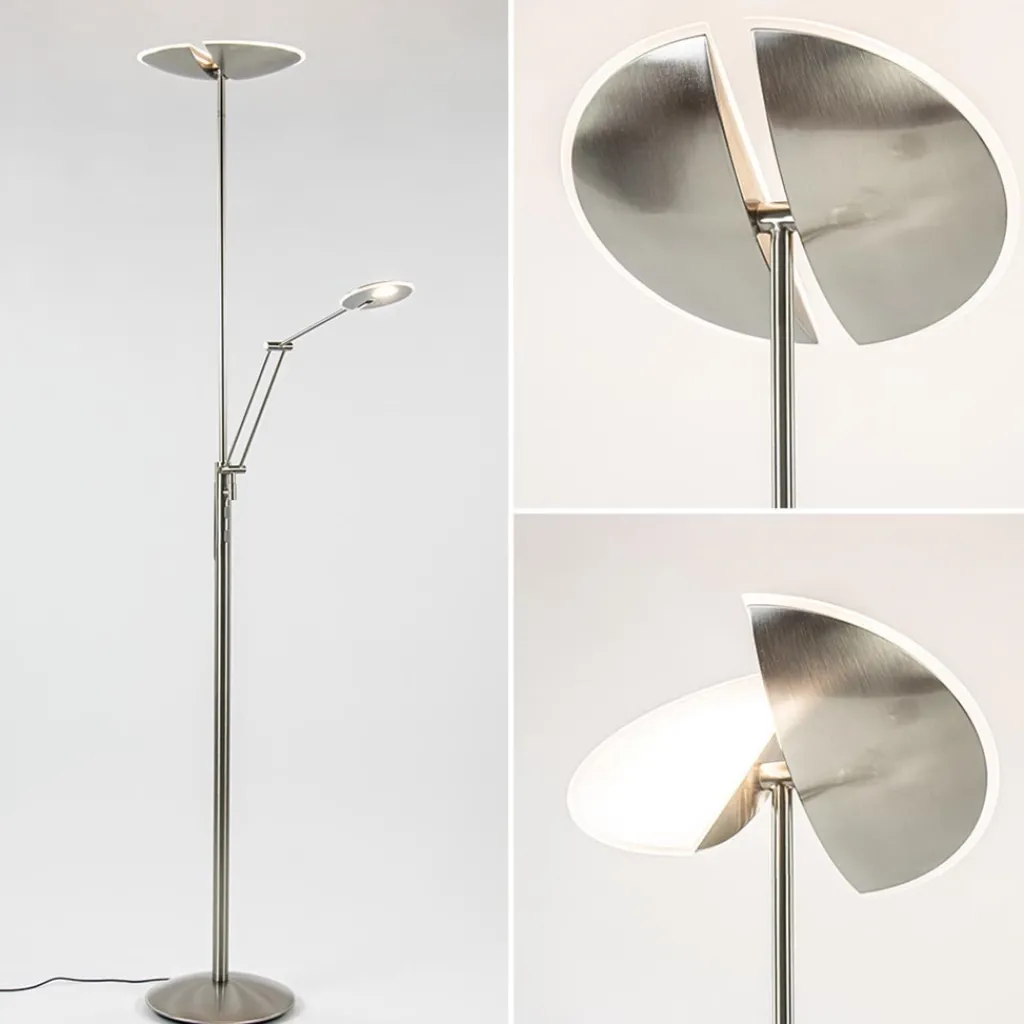 Straluma Moderne LED vloerlamp nikkel met uplighter en leeslamp> Vloerlampen|Leeslampen