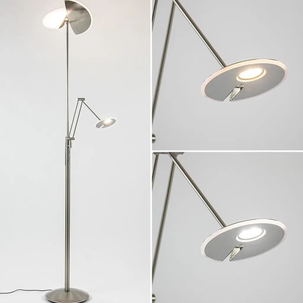 Straluma Moderne LED vloerlamp nikkel met uplighter en leeslamp> Vloerlampen|Leeslampen