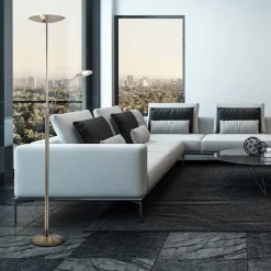 Straluma Moderne LED vloerlamp nikkel met uplighter en leeslamp><noscript><img width=