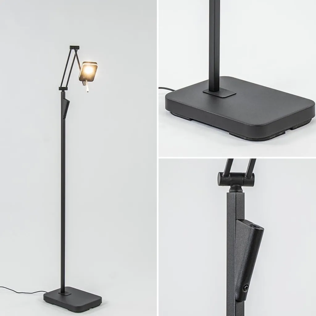 Straluma Moderne LED vloerlamp zwart met verstelbare arm> Vloerlampen|Leeslampen