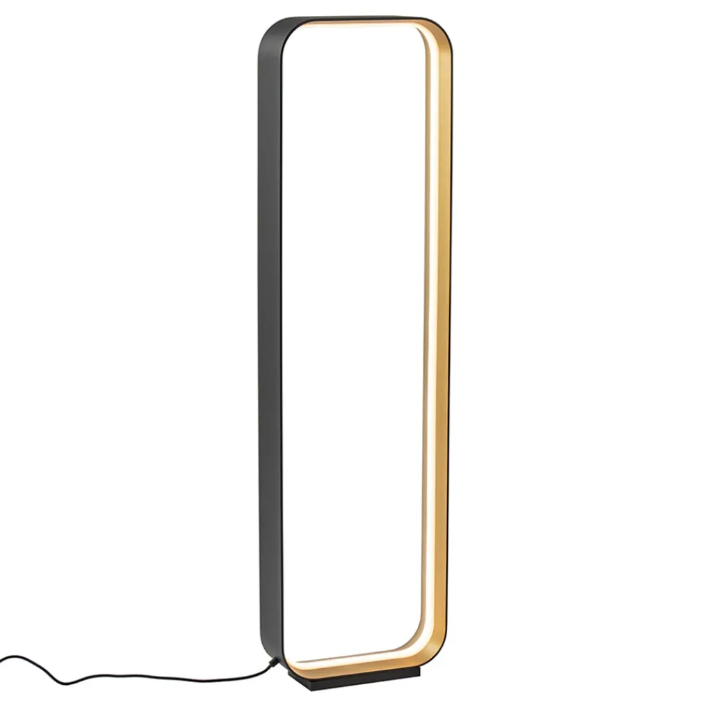 Straluma Moderne LED vloerlamp zwart/goud dim to warm> Vloerlampen|LED Vloerlampen