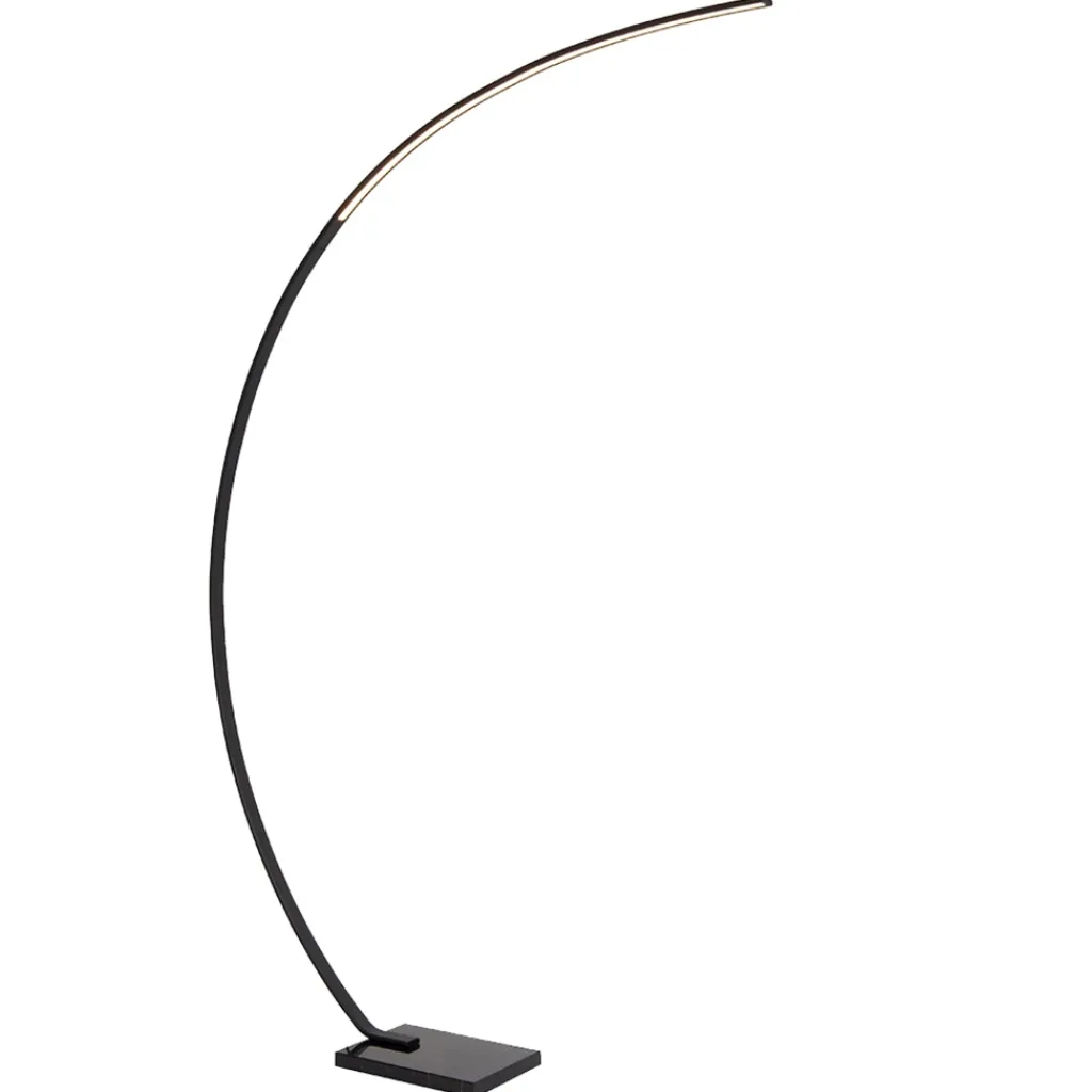 Straluma Moderne LED vloerlamp zwart met zwart marmer> Vloerlampen|Booglampen