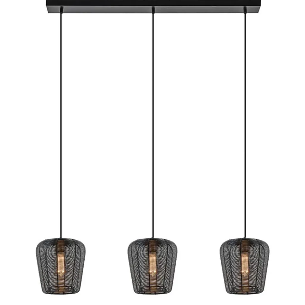 Straluma Moderne 3-lichts eettafelhanglamp Adeta mat zwart> Eettafellampen|Light and Living