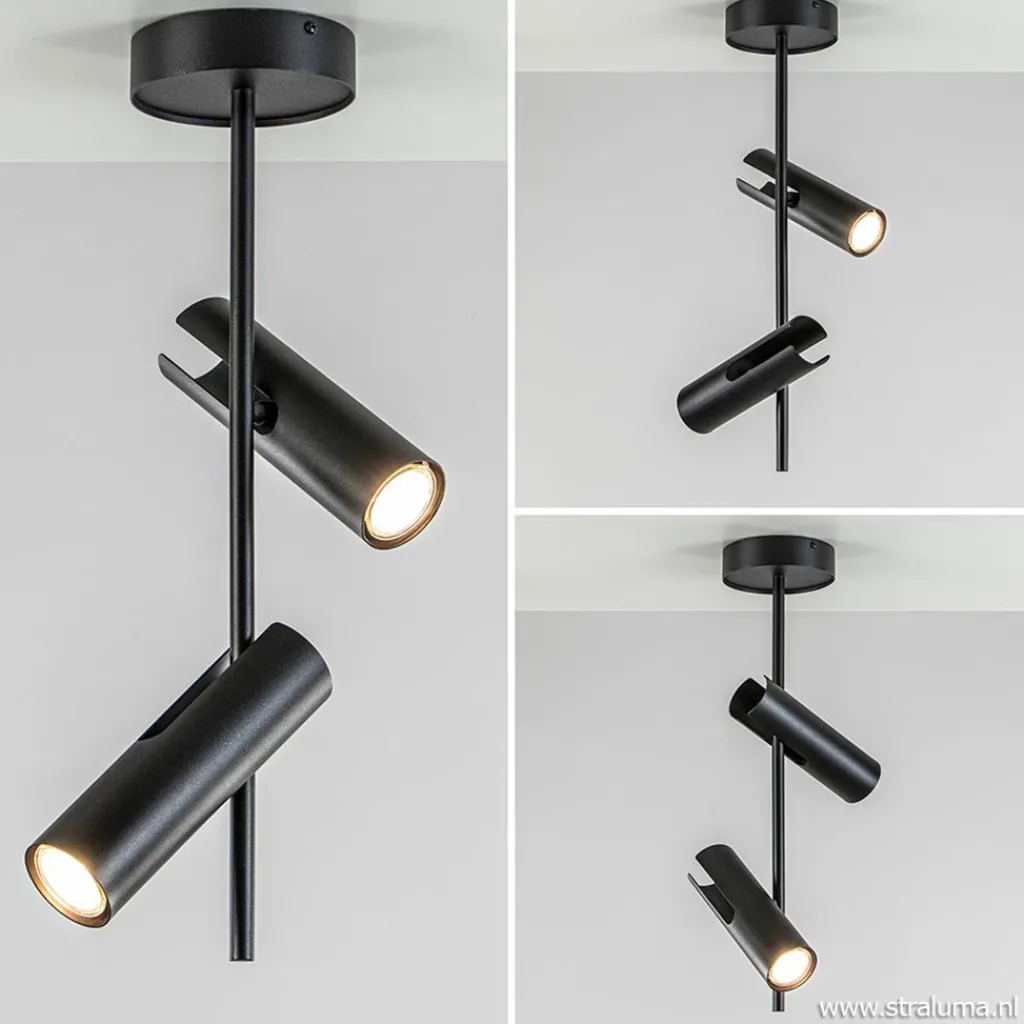 Straluma Moderne 2-lichts opbouwspot zwart verstelbaar> Opbouwspots|Keukenverlichting