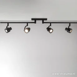 Straluma Moderne opbouwspot mat zwart 4-lichts> Plafondlampen|Opbouwspots
