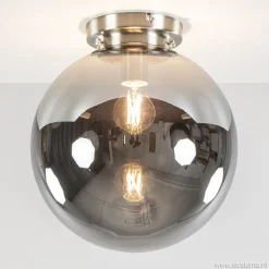 Straluma Moderne plafondlamp nikkel met smokey glas> Keukenverlichting|Halverlichting