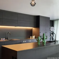 Straluma Moderne plafondlamp nikkel met smokey glas><noscript><img width=