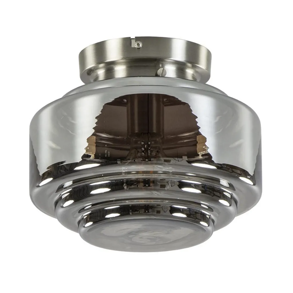 Straluma Moderne plafondlamp nikkel met smokey glas> Keukenverlichting|Halverlichting